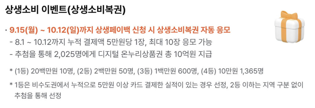 상생페이백 예상금액 조회