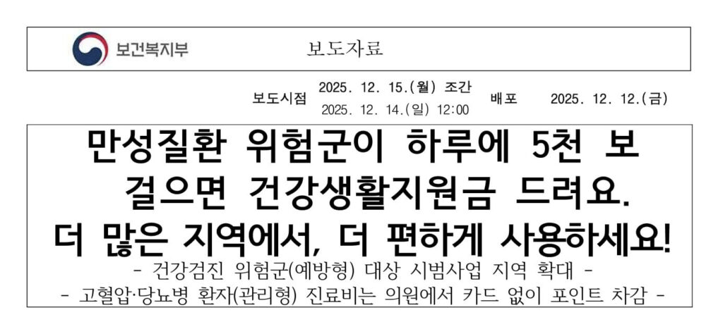 하루 5천보 건강생활지원금