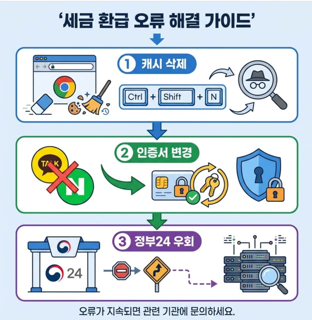국세 환급금 조회 안됨 오류