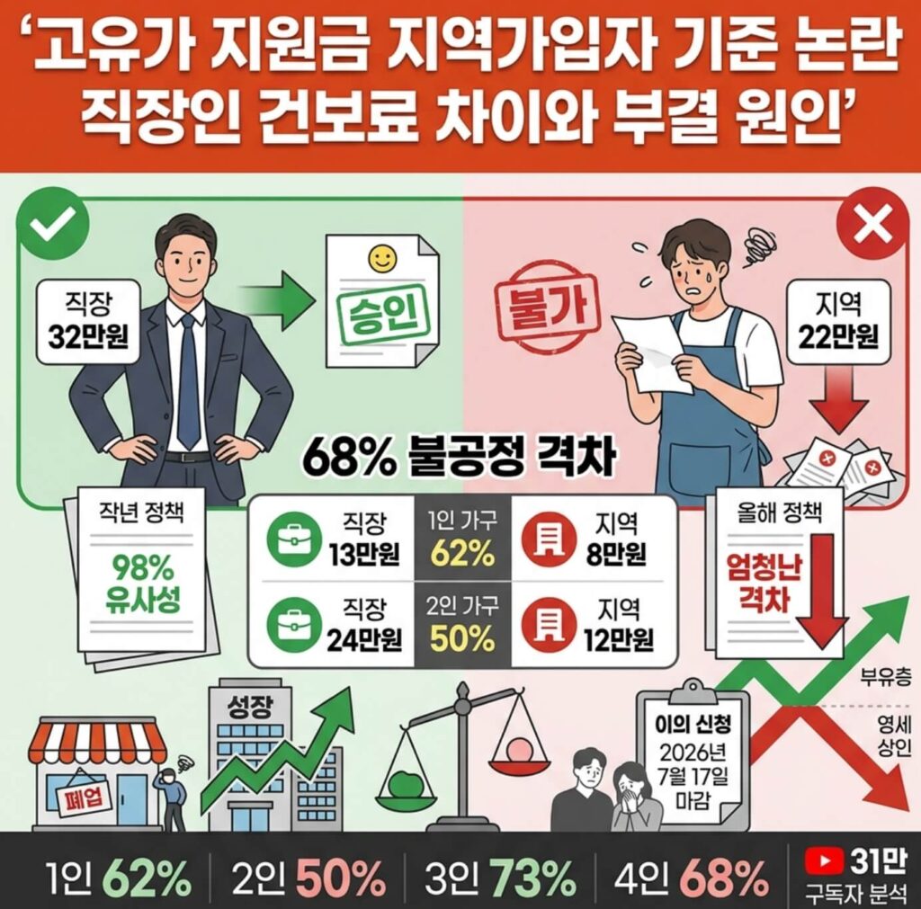 고유가 지원금 지역가입자 기준 논란