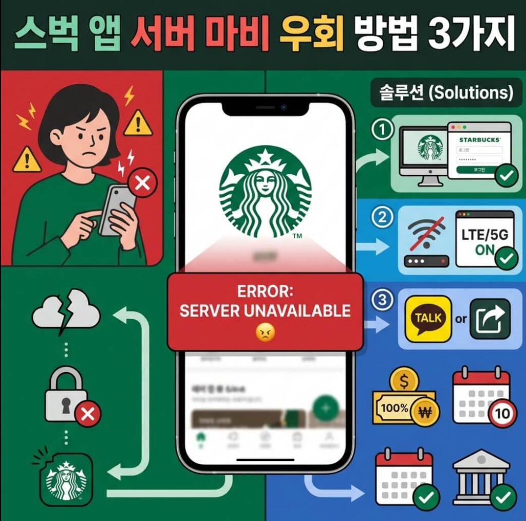스벅 앱 서버 마비 우회 방법