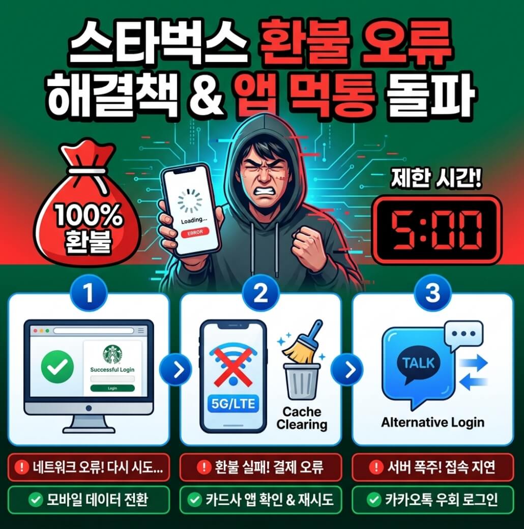 스벅 앱 서버 마비 우회 방법