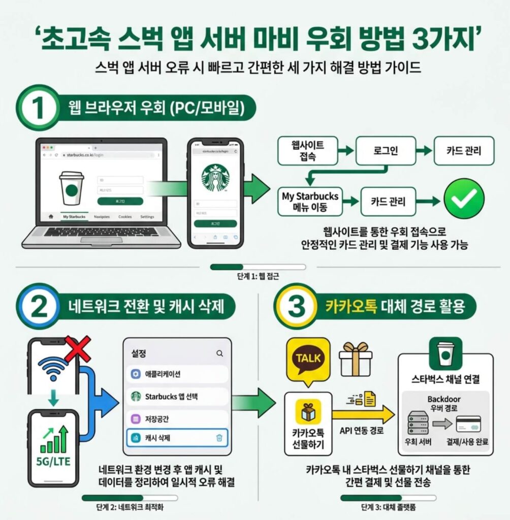 스벅 앱 서버 마비 우회 방법