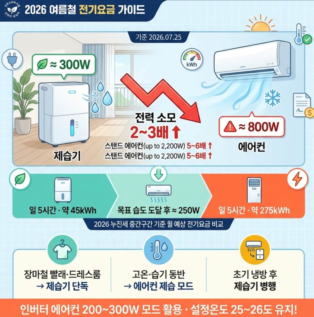 제습기 에어컨 전기세 차이